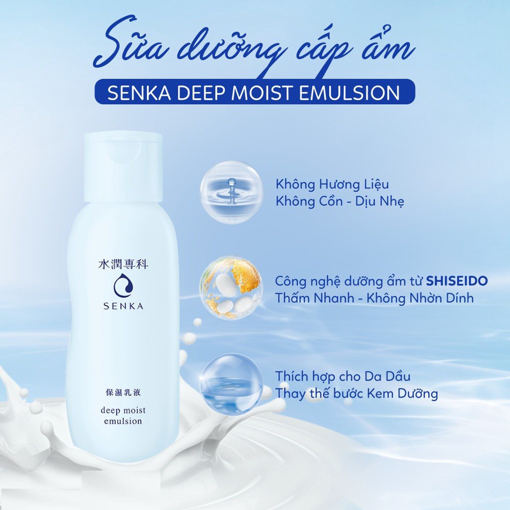 Sữa Dưỡng Senka Deep Moist Emulsion Cấp Ẩm Chuyên Sâu 150ml