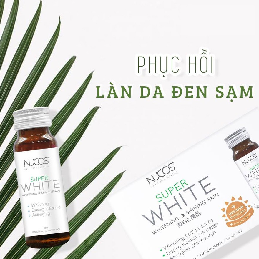 Thực Phẩm Bảo Vệ Sức Khỏe Nucos Super White Whitening & Shining Skin Giúp Sáng Da 50ml x 10 Chai