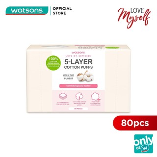 Bông Tẩy Trang Watsons Love My Softness 5-Layer Cotton Puffs Bông Phồng 5 Lớp 80 Miếng