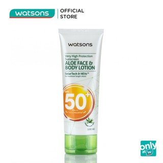 Sữa Dưỡng Da Mặt Và Toàn Thân Chống Nắng Tối Đa Watsons Sun Very High Tinh Chất Nha Đam SPF50 100ml