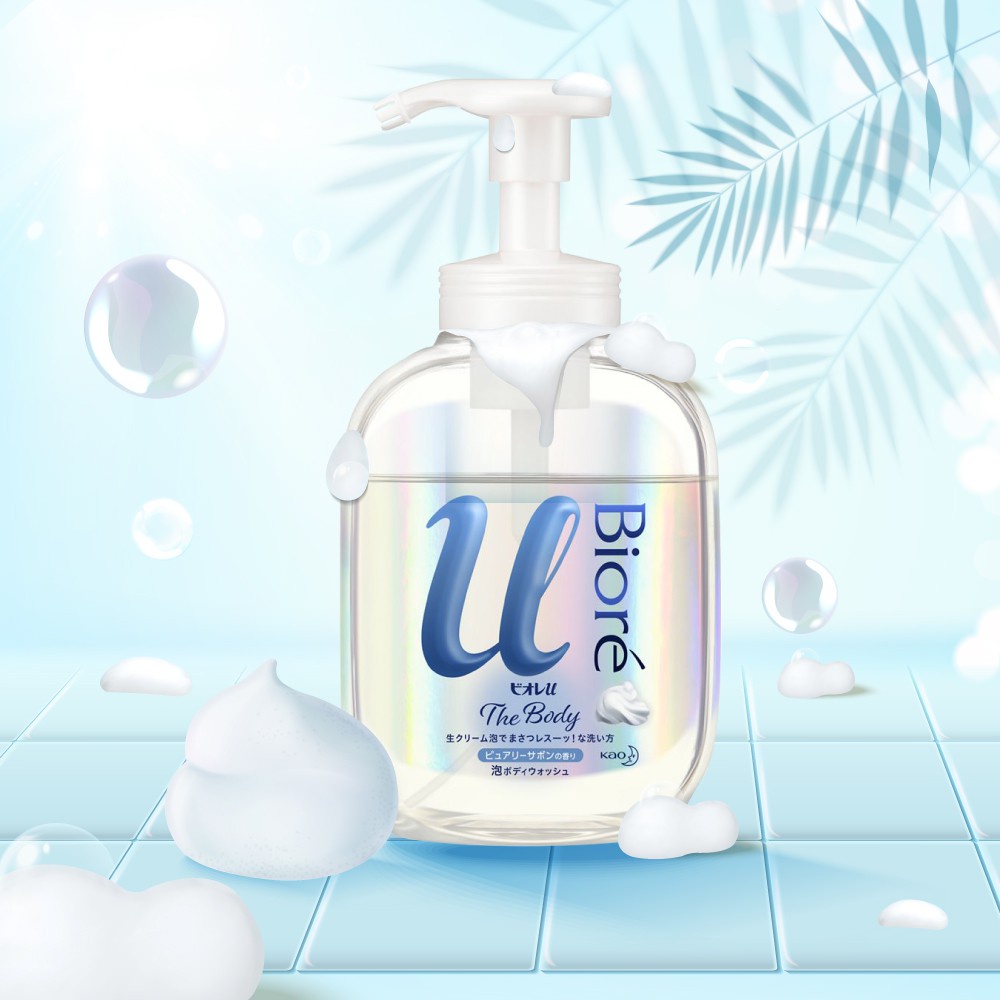 Bọt Tắm Siêu Mịn Biore U The Body Foaming Body Wash Purely Savon Thanh Lọc Thuần Khiết 540ml