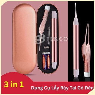 Hộp dụng cụ lấy ráy tai có đèn 3 in 1 - bộ dụng cụ lấy ráy tai cho bé - tesovn
