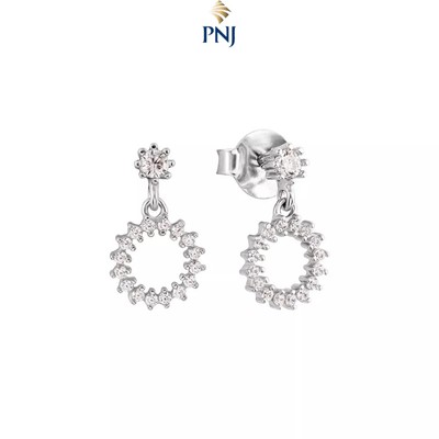 Bông tai Bạc đính đá CZ PNJSilver hình mặt trời