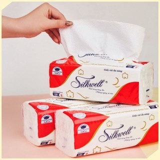 Gói 100 tờ khăn giấy rút lau tay, khăn giấy rút lau bếp đa năng silkwell - tesovn