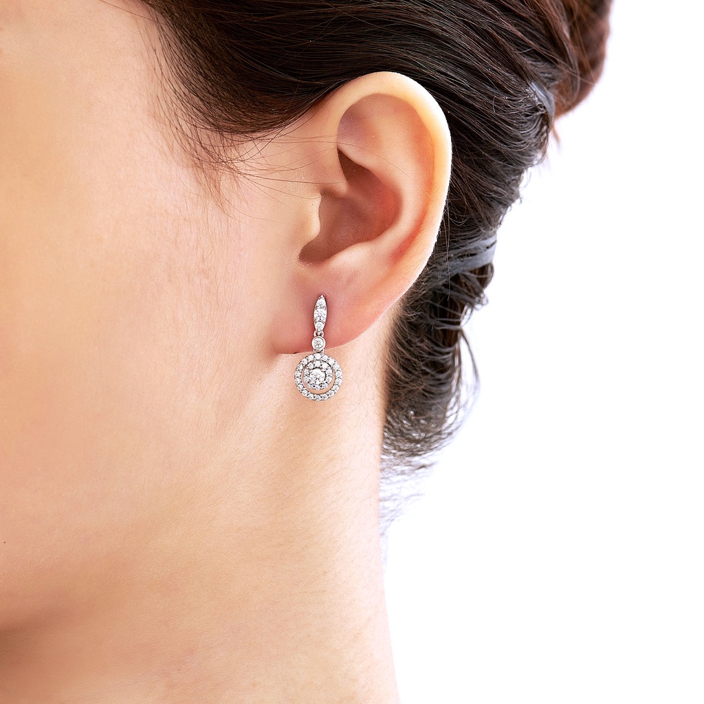 Bông tai bạc đính đá ECZ PNJSilver XMXMW000029