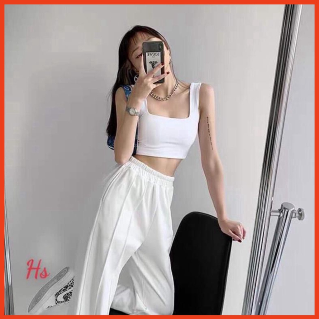 Áo Croptop Nữ 3 Lỗ Cổ Vuông , Áo Crt Nữ Trơn Sát Nách 2 Màu B023 | BigBuy360 - bigbuy360.vn