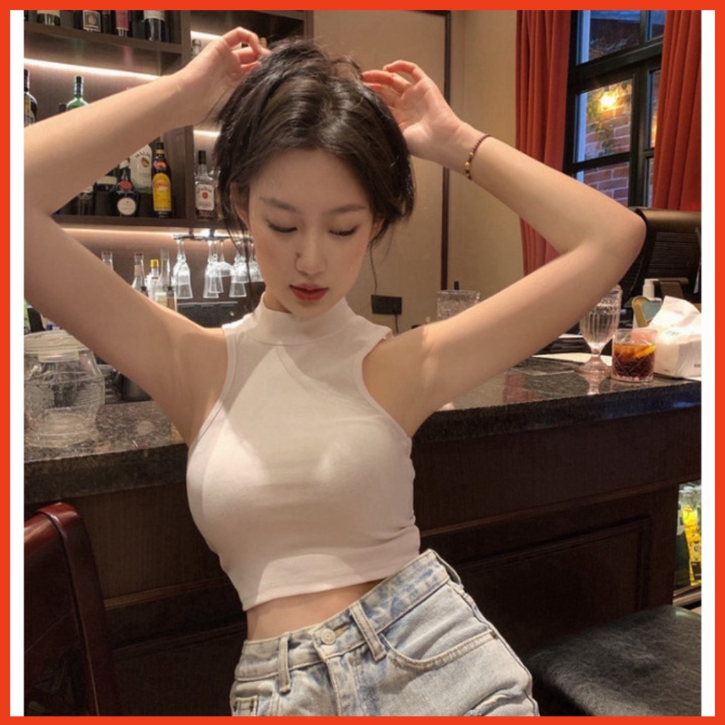 Áo Croptop Nữ Khoét Vai Borip Gân dưới 59kg - Áo Nữ Trơn Sát Nách Cổ 3 Phân B047 | BigBuy360 - bigbuy360.vn