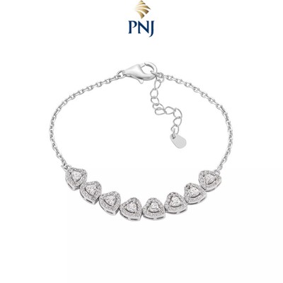 Lắc tay Bạc đính đá ECZ PNJSilver họa tiết tim đính đá