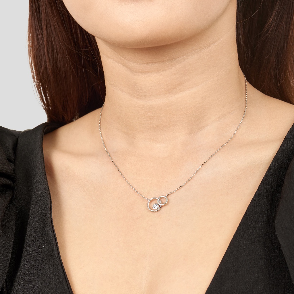 Dây cổ bạc đính đá ECZ PNJSilver XM00W000027