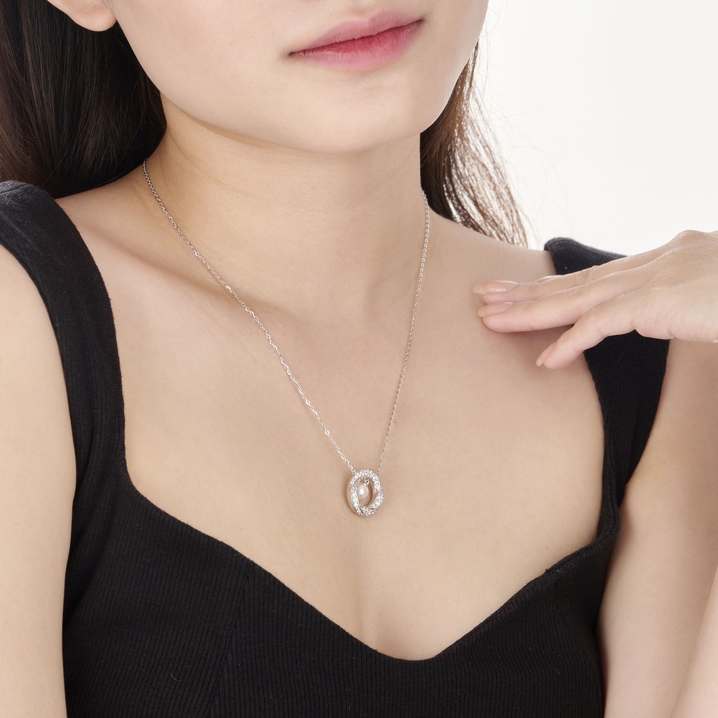 Dây cổ Bạc Đính Freshwater Pearl PNJSilver PFXMW000006