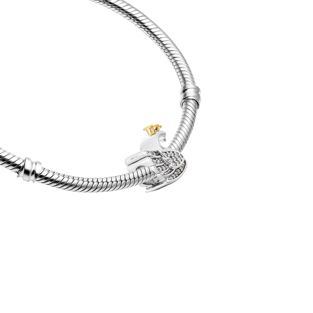 Hạt Charm Bạc đính đá CZ PNJSilver hình thiên nga