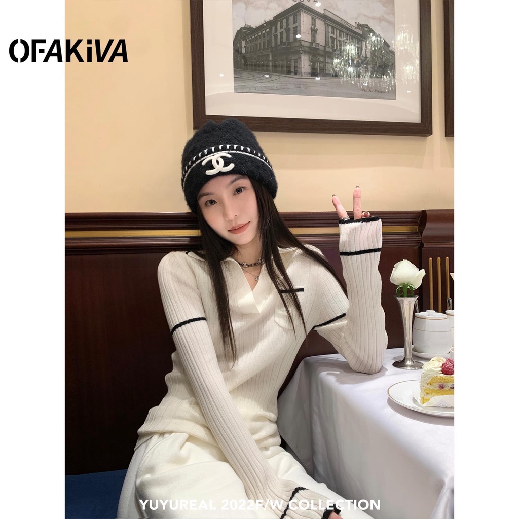 Áo sweater Dệt Kim Cổ polo Thời Trang Thu Đông Cho Nữ