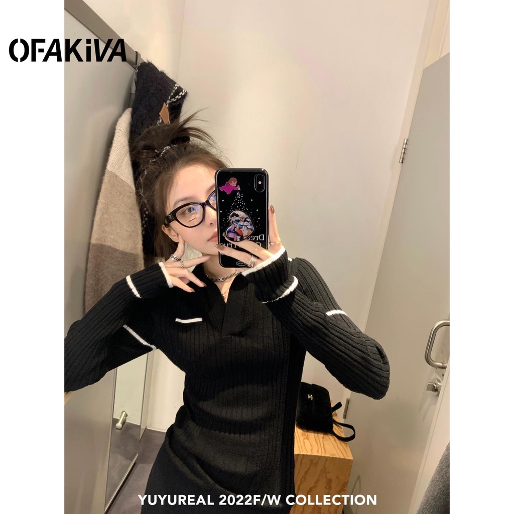 Áo sweater Dệt Kim Cổ polo Thời Trang Thu Đông Cho Nữ