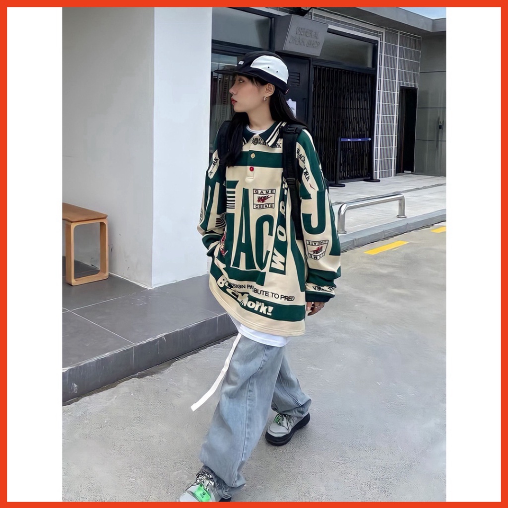 Áo Nam Nữ Sweater Polo Unisex BLACK WORK - Áo Thun Nỉ Dài Tay G0296