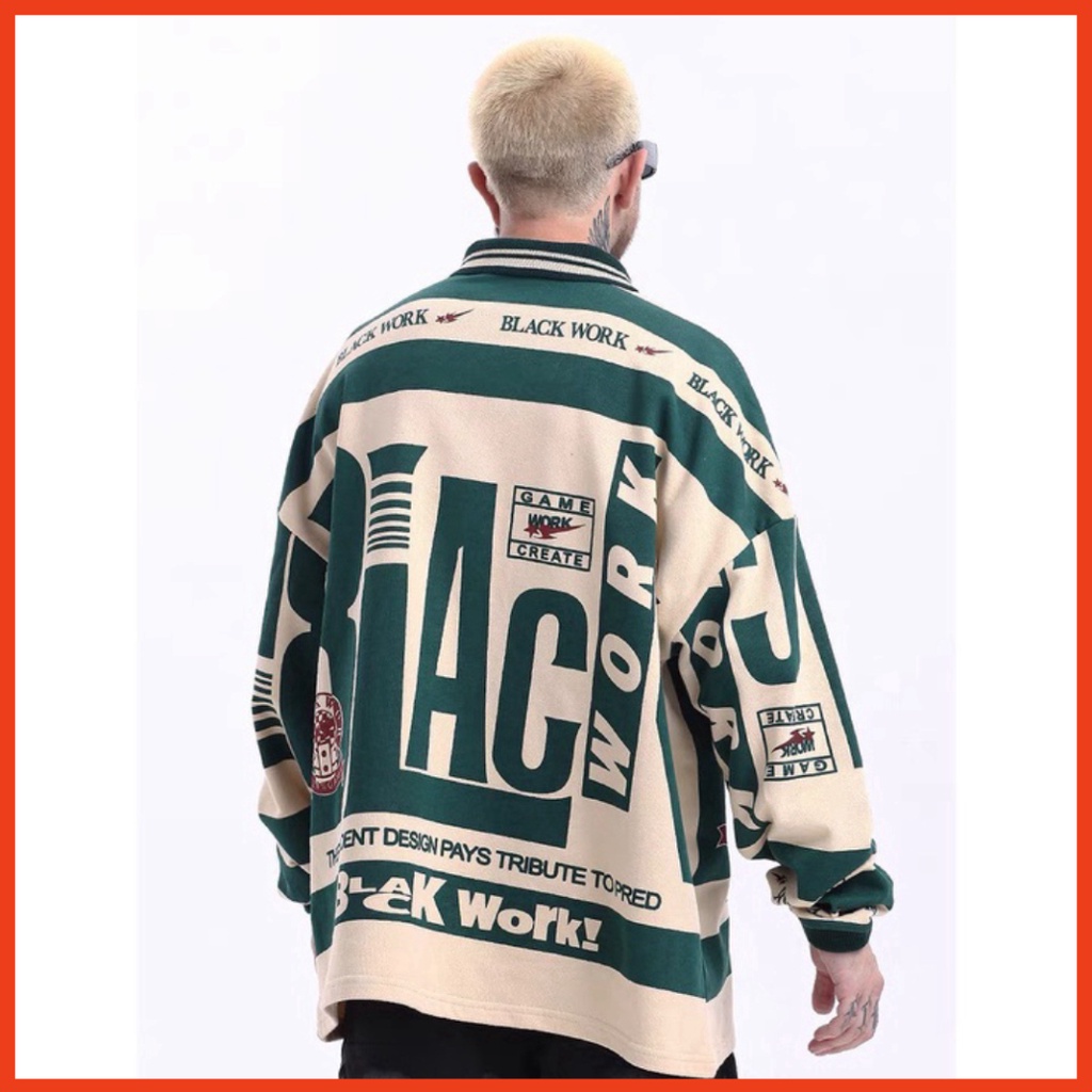 Áo Nam Nữ Sweater Polo Unisex BLACK WORK - Áo Thun Nỉ Dài Tay G0296