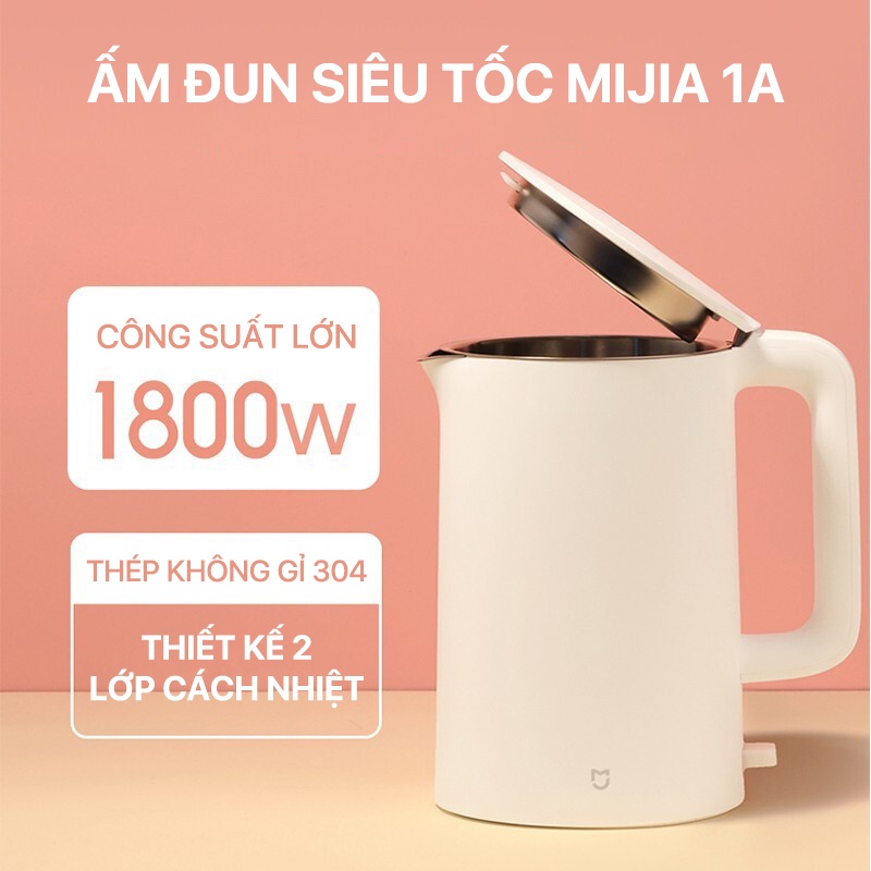 Ấm siêu tốc Xiaomi 1A 1800W 1.5L Auto Power-off Protection Wired Electric Kettle chính hãng | BigBuy360 - bigbuy360.vn