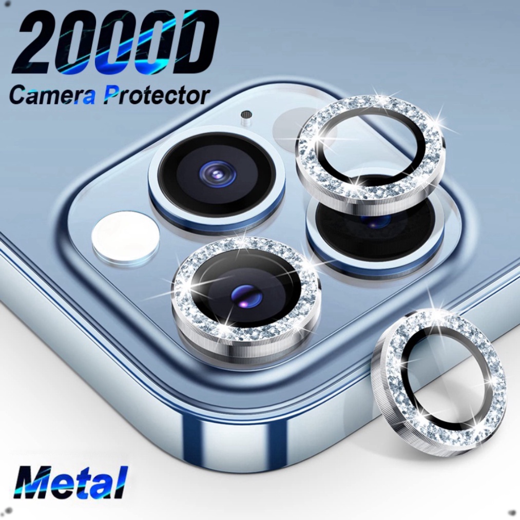 Cường lực camera Iphone 15 15+ 14 plus 11 pro max 12 promax 12 13 mini mắt titan đính đá chống sước chống rơi vỡ