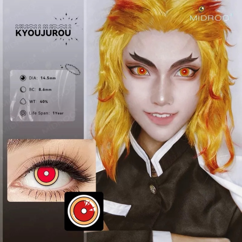 [Sẵn] Lens cosplay Rengoku - Demon Slayer: Kimetsu no Yaiba kính áp tròng [Miu Cosplay 03]