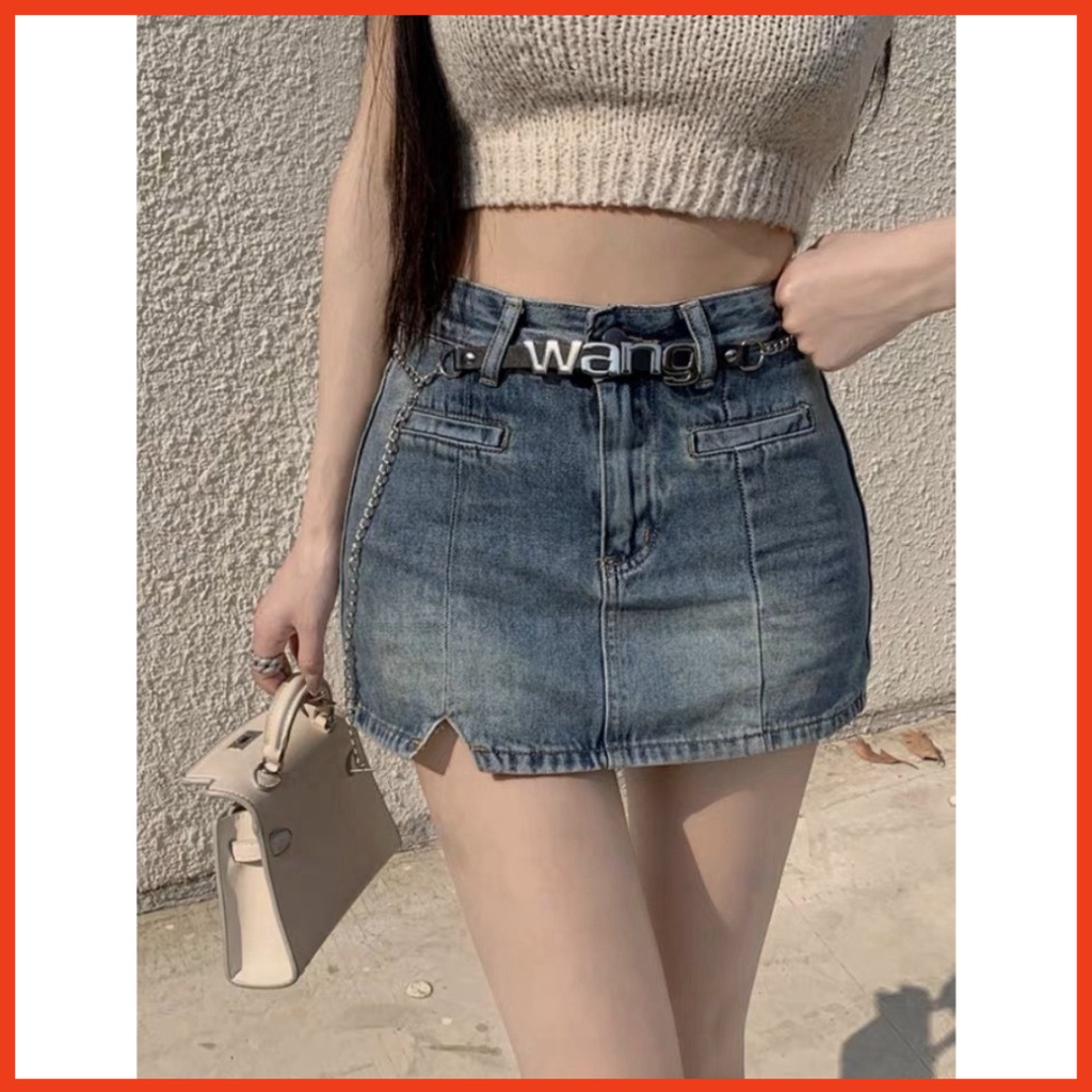 Chân Váy Jeans Nữ Chữ A Túi Trước Full Size - Váy Bò Nữ Trơn Cạp Cao 2 Màu V044 | BigBuy360 - bigbuy360.vn