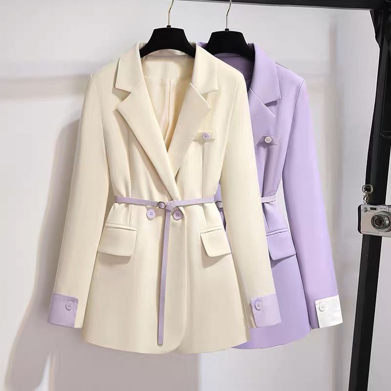 Mới Áo Khoác blazer Dáng Ôm Màu Tương Phản Thời Trang Cho Nữ