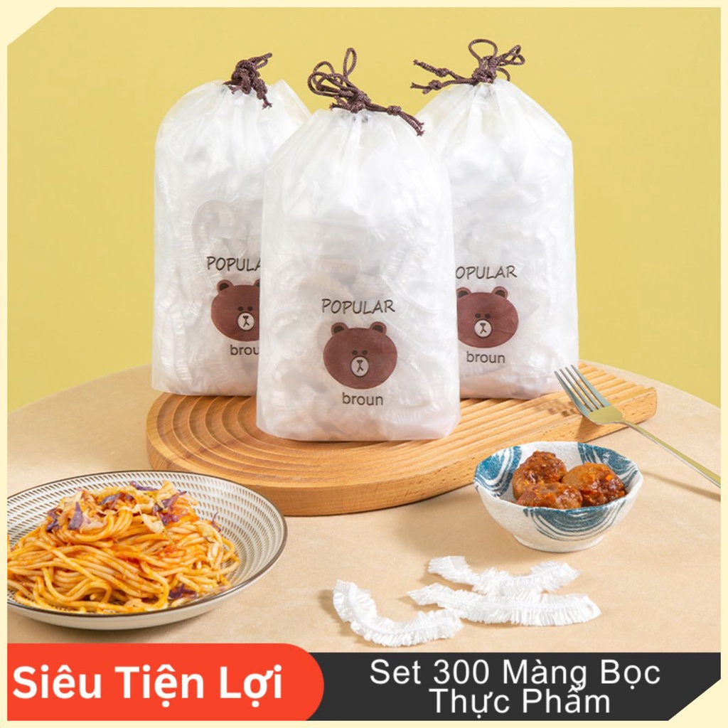 Set 300 Màng Bọc Thực Phẩm Co Giãn Hỉnh Gấu - Màng PE Bọc Thực Phẩm, Bảo Quản Thức Ăn - TESOVN