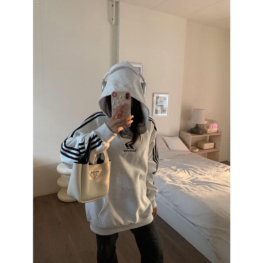 Áo Hoodie Dáng Rộng Phong Cách retro Thời Trang Cho Nữ