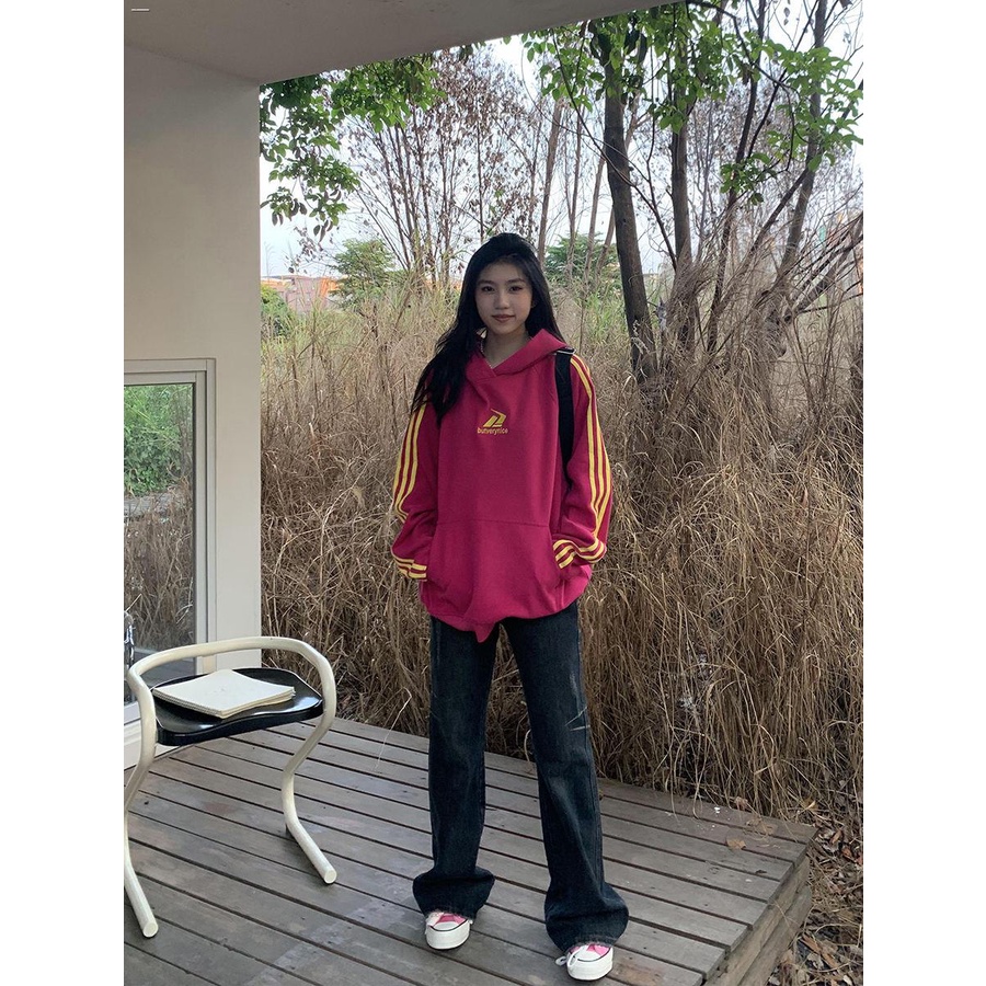 Áo Hoodie Dáng Rộng Phong Cách retro Thời Trang Cho Nữ