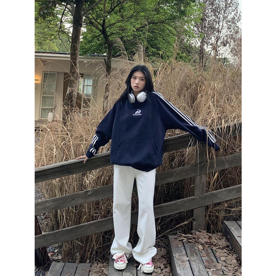 Áo Hoodie Dáng Rộng Phong Cách retro Thời Trang Cho Nữ