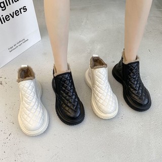 Giày Bốt Đi Tuyết Cổ Cao Bằng cotton Dày Dặn Chống Trượt Chống Thấm Nước Màu Đen Thời Trang Mùa Đông Cho Nữ