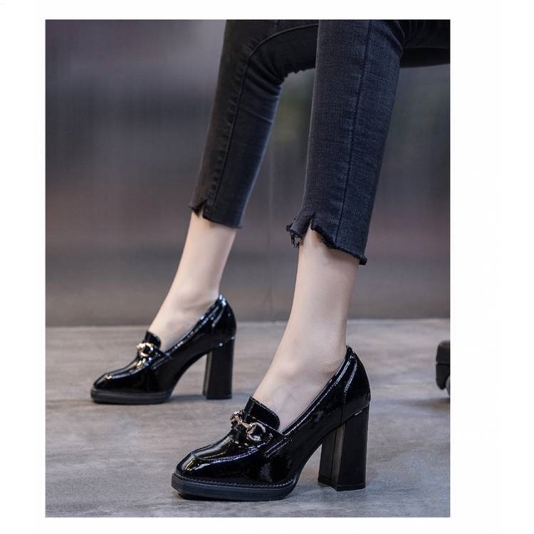 Giày Cao Gót Da Đế Dày Phong Cách Anh Quốc Thời Trang Xuân Thu 2021 Cho Nữ