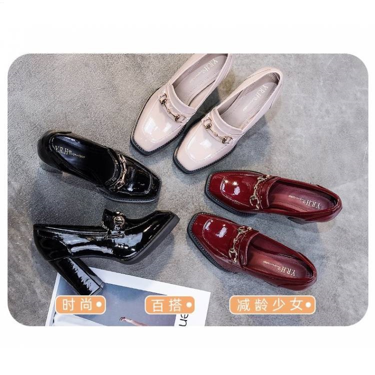 Giày Cao Gót Da Đế Dày Phong Cách Anh Quốc Thời Trang Xuân Thu 2021 Cho Nữ