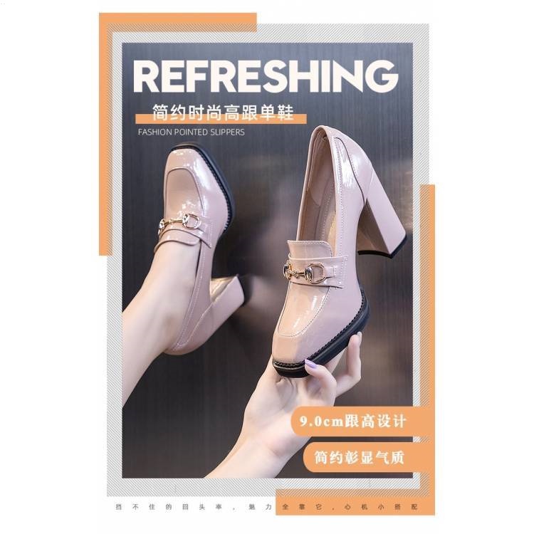 Giày Cao Gót Da Đế Dày Phong Cách Anh Quốc Thời Trang Xuân Thu 2021 Cho Nữ