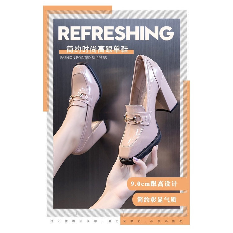 Giày Cao Gót Da Đế Dày Phong Cách Anh Quốc Thời Trang Xuân Thu 2021 Cho Nữ