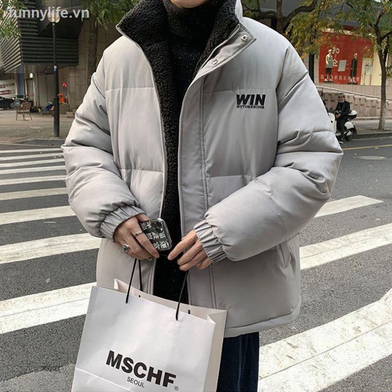 Áo khoác giới tính lót lông cừu WIN - 𝗦𝗮̆̃𝗻 + 𝗛𝗮̀𝗻𝗴 𝗖𝗮𝗼 𝗖𝗮̂́𝗽 - áo phao cứu trợ nam 3 lớp mặc được cả hai m
