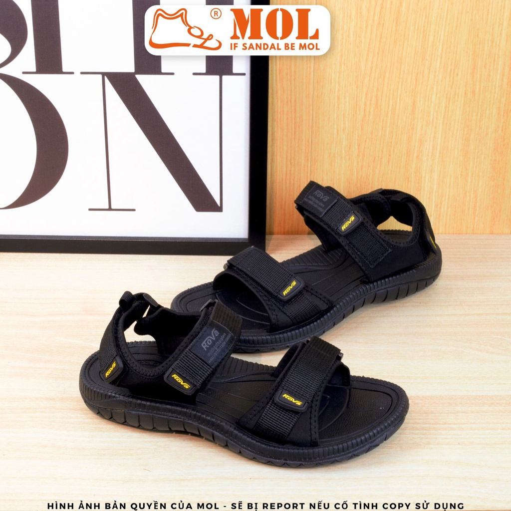 Sandal nam 2 quai ngang hiệu Rova RV7650B màu đen