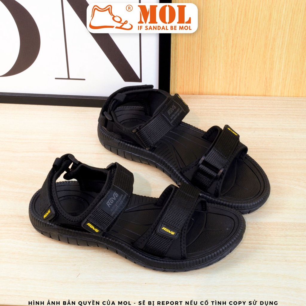 Sandal nam 2 quai ngang hiệu Rova RV7650B màu đen