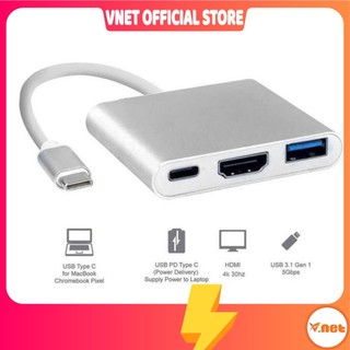 Hub chuyển đổi usb type c 3 in 1 ra hdmi, usb 3.0 type c adoo