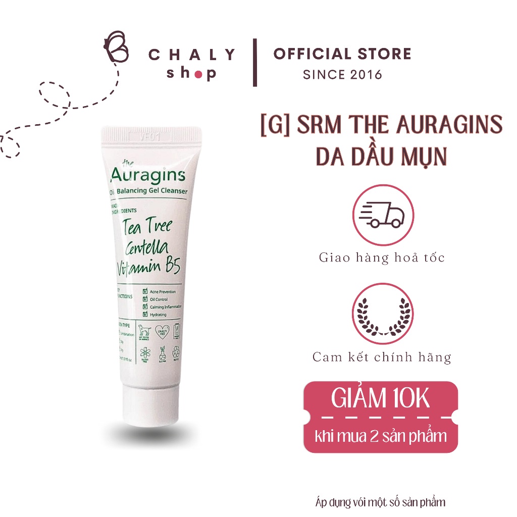 Gel rửa mặt làm sạch sâu cho da dầu mụn The Auragins Oil Balancing Gel Cleanser 30ml