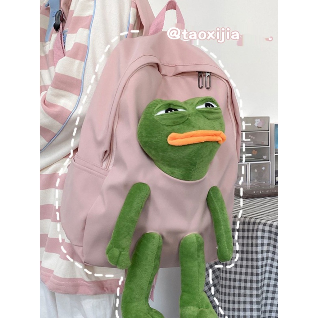 Balo con ếch Ba Lô Đi Học Hình Chú Ếch Dễ Thương Phong Cách Hàn Quốc Cho Nữ scho