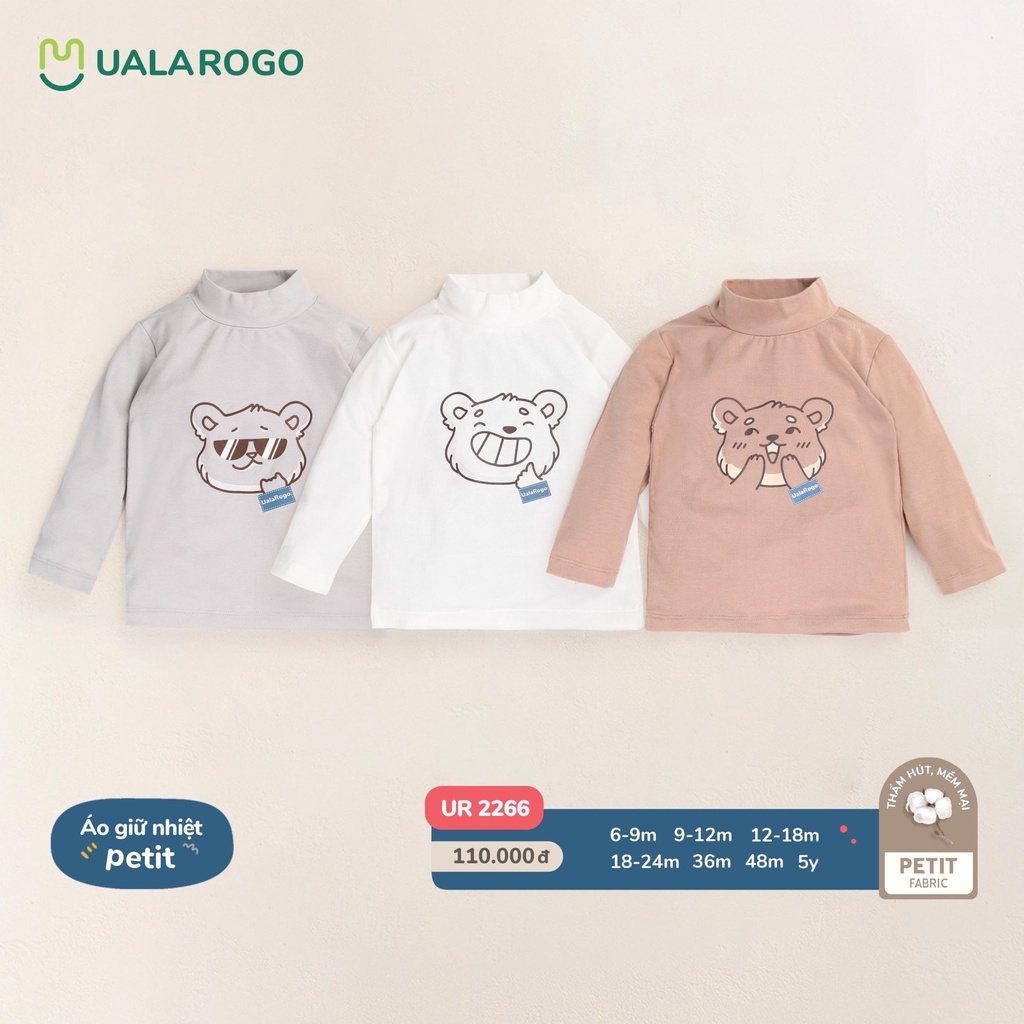 Áo cổ 3 phân dài tay cho bé UalaRogo vải petit mềm mịn UR2266 UR2271