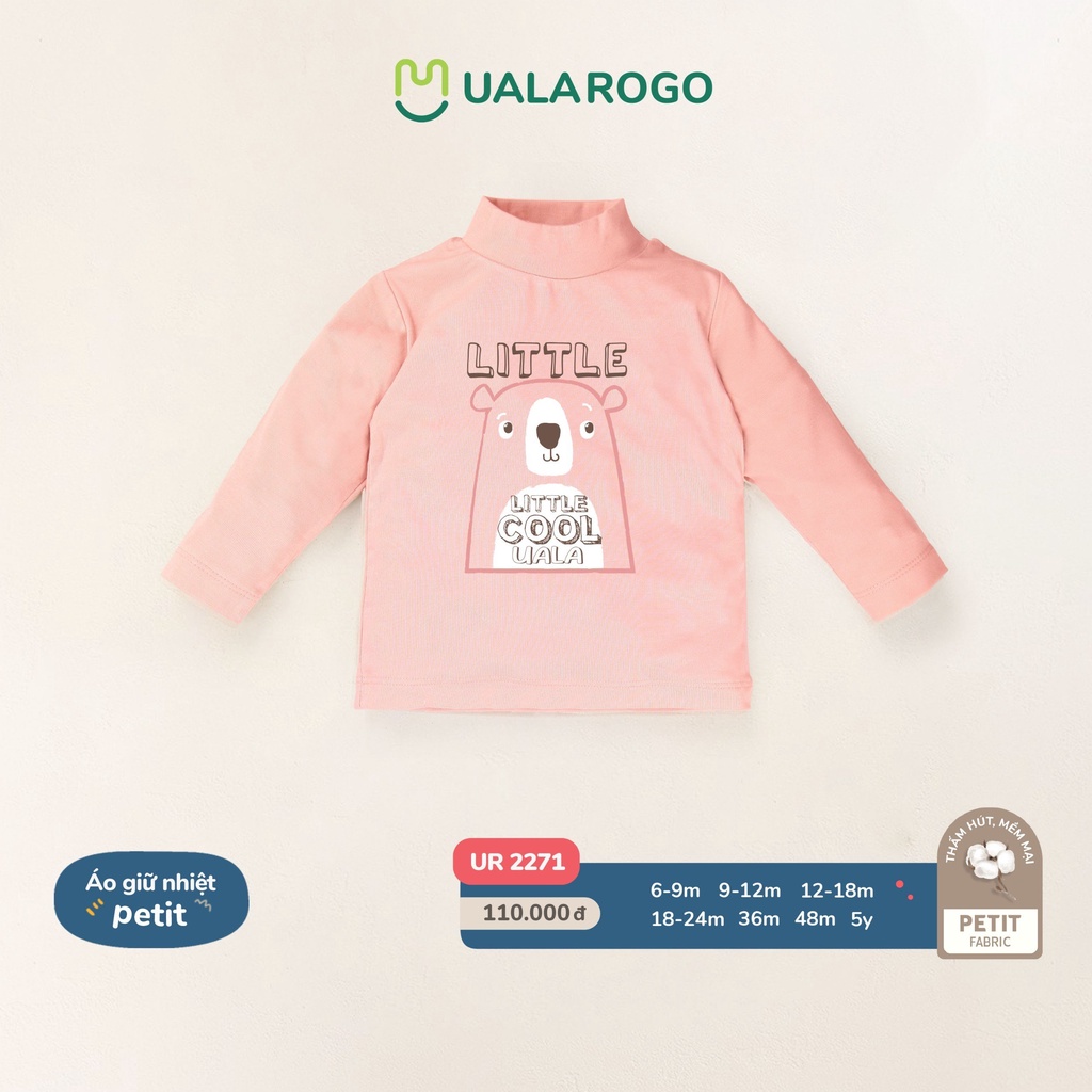 Áo cổ 3 phân dài tay cho bé UalaRogo vải petit mềm mịn UR2266 UR2271