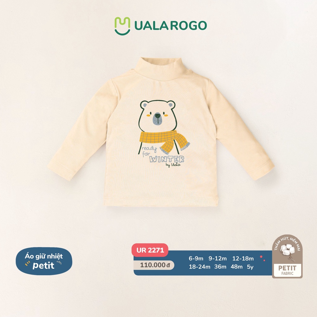 Áo cổ 3 phân dài tay cho bé UalaRogo vải petit mềm mịn UR2266 UR2271