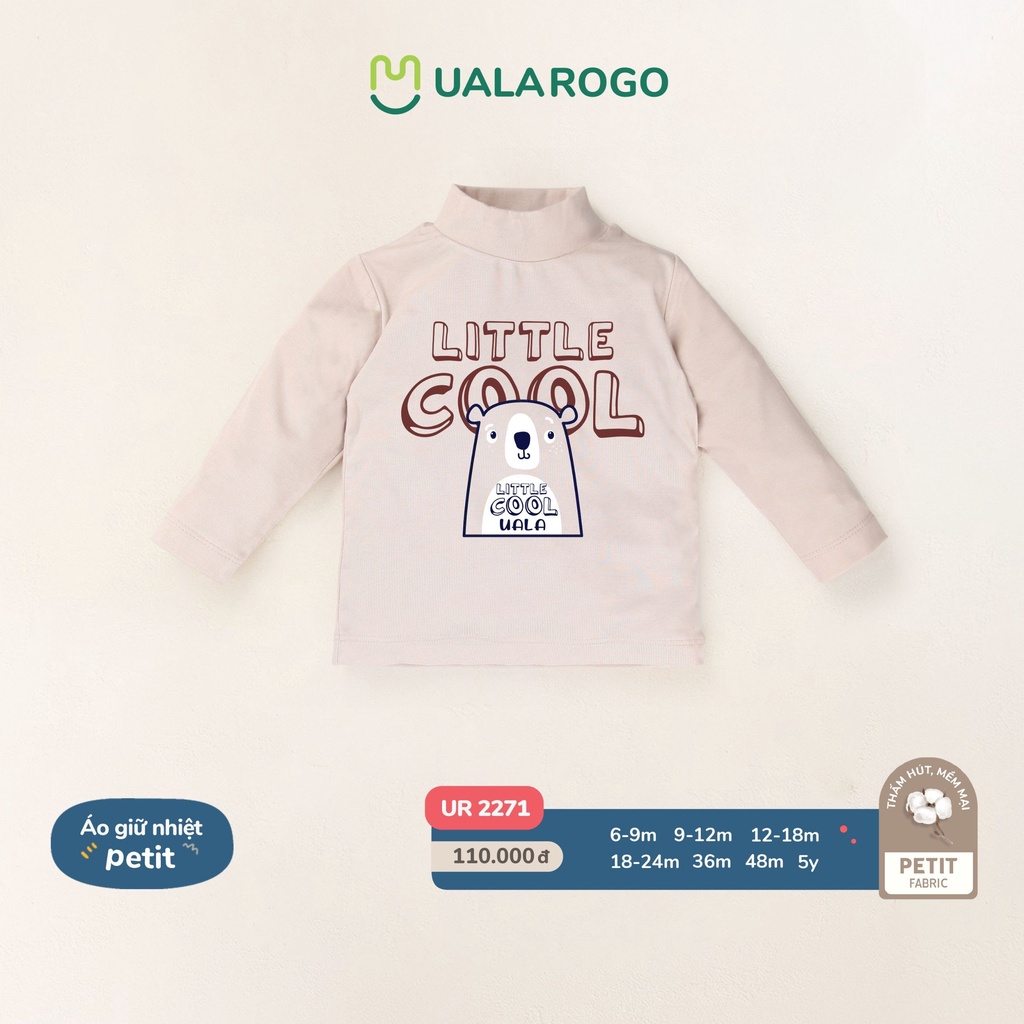 Áo cổ 3 phân dài tay cho bé UalaRogo vải petit mềm mịn UR2266 UR2271