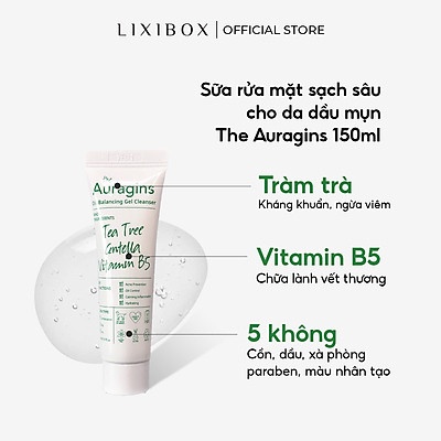 Gel rửa mặt làm sạch sâu cho da dầu mụn The Auragins Oil Balancing Gel Cleanser 30ml