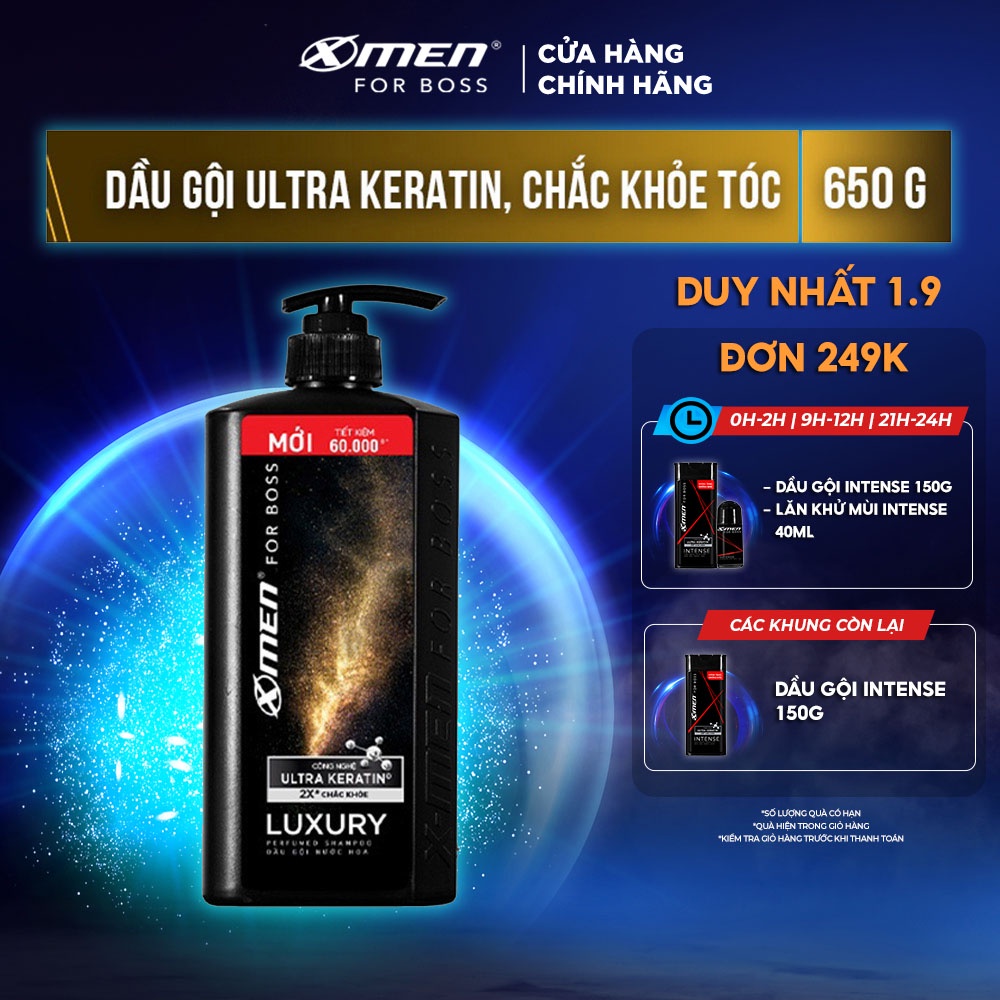 Dầu gội nước hoa X-Men For Boss Luxury 650g - Mùi hương sang trọng tinh tế