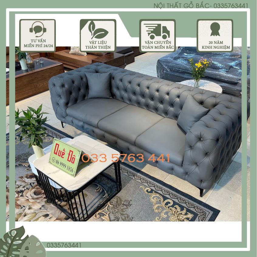 Ghế sofa khung gỗ tự nhiên bọc đệm nỉ hoặc da tùy chọn - ghế dài 1.6 - phong cách tân cổ điển sang trọng và lịch sự