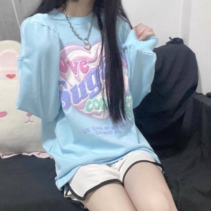 Áo Sweater Dáng Rộng Họa Tiết Trái Tim Xinh Xắn Dành Cho Các Cặp