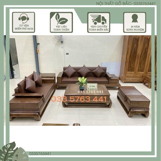 Bộ ghế sofa gỗ sồi nga cho phòng khách cỡ đại, hàng cao cấp gỗ dày - giá gốc tại xưởng