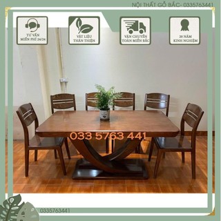 Bàn ăn gỗ cao cấp kiểu dáng hiện đại, kèm 6 ghế hoặc 4 ghế tùy chọn, inbox shop chọn màu và vân đá