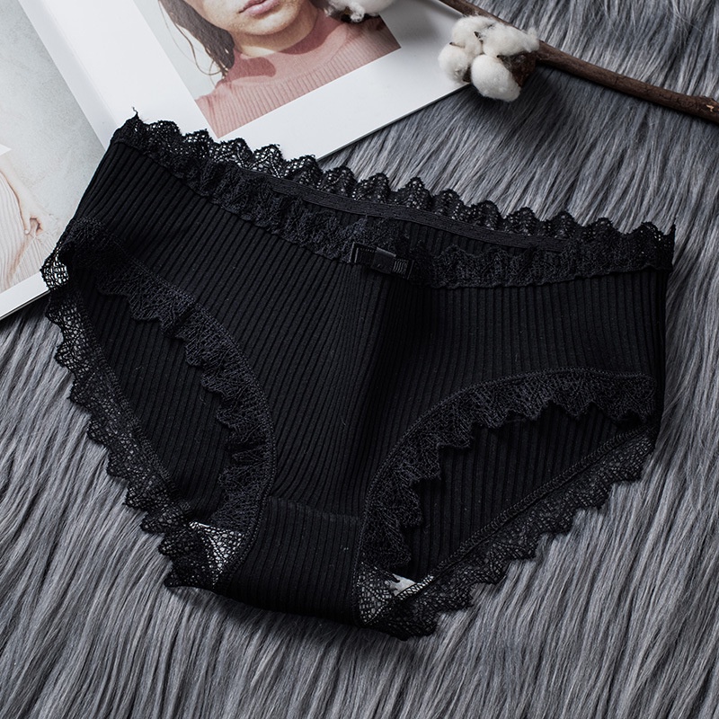 Quần lót nữ cotton gân tăm viền ren kháng khuẩn cao cấp - Q025